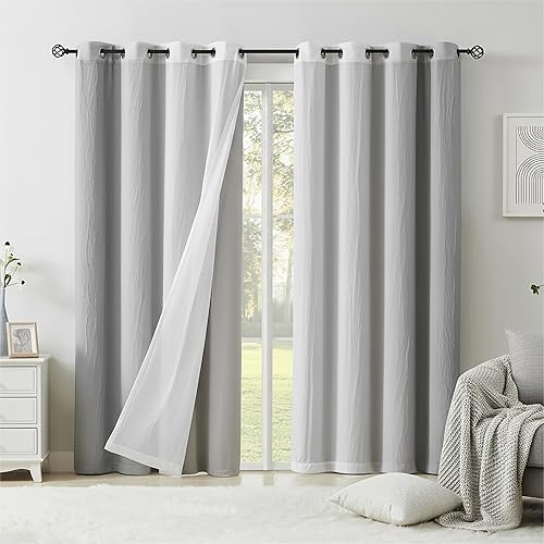 Miniatura 9 de Cortinas Completamente Opacas Azul Degradado de 63 pulgadas de Largo para Sala de Estar y Dormitorio, Cortinas con Aislamiento Térmico para Navidad