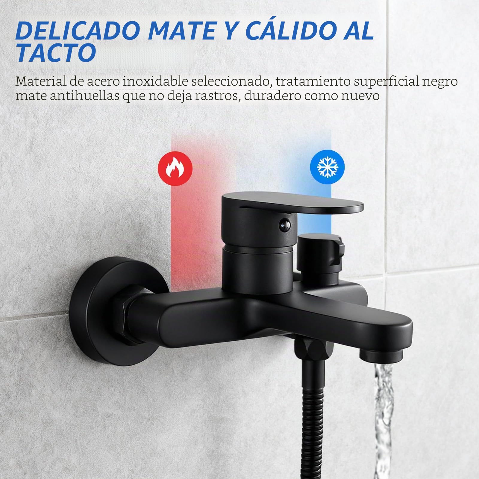 Grifo Mezclador de bañera con 3 Funciones,Ducha de Mano y Manguera de Agua de 1,5 m
