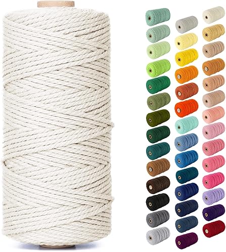 Nook Theory Hilo de macramé de 3mm 109 yardas - Cuerda de macramé suave de 4mm, 5mm perfecta para nudos - Suministros de macramé para colgadores de