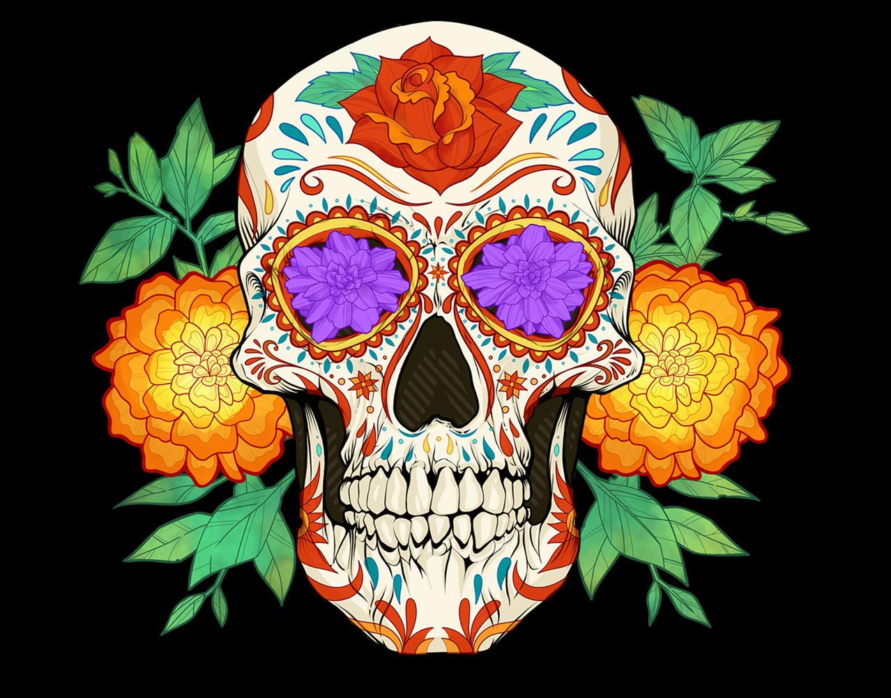 WOWDECOR 5D Diamond Painting Kits, Halloween Skull Mandala Flowers Full Drill DIY Diamond Art Cross Stitch Paint by Numbers