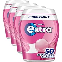 Extra Bubble Mint Sugar Free Chewing Gum Perfect to Switch Off Tin of 50 Dragees Pack of 4