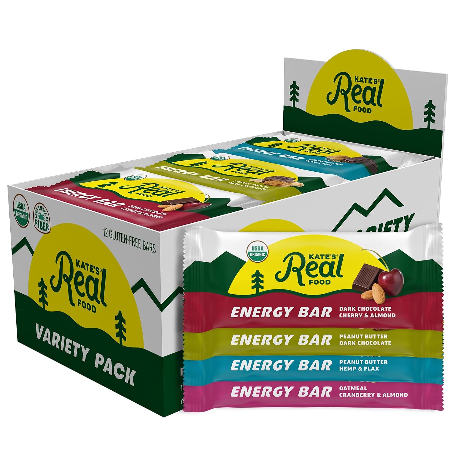 Kate's Real Food Organic Granola Bars Variety Pack (2.2 oz, Pack of 12)