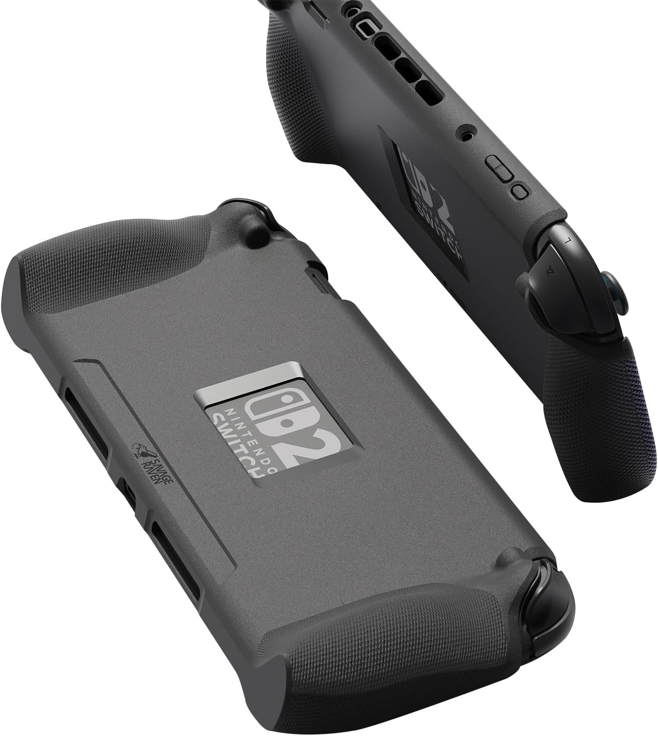 Savage Raven by Skull & Co. StandGrip for Nintendo Switch 2 : A Soft Protective Case with Textured Grips Full Protection and Stand, Shock-Absorption Non-Slip and Anti-Scratch Cover - Black