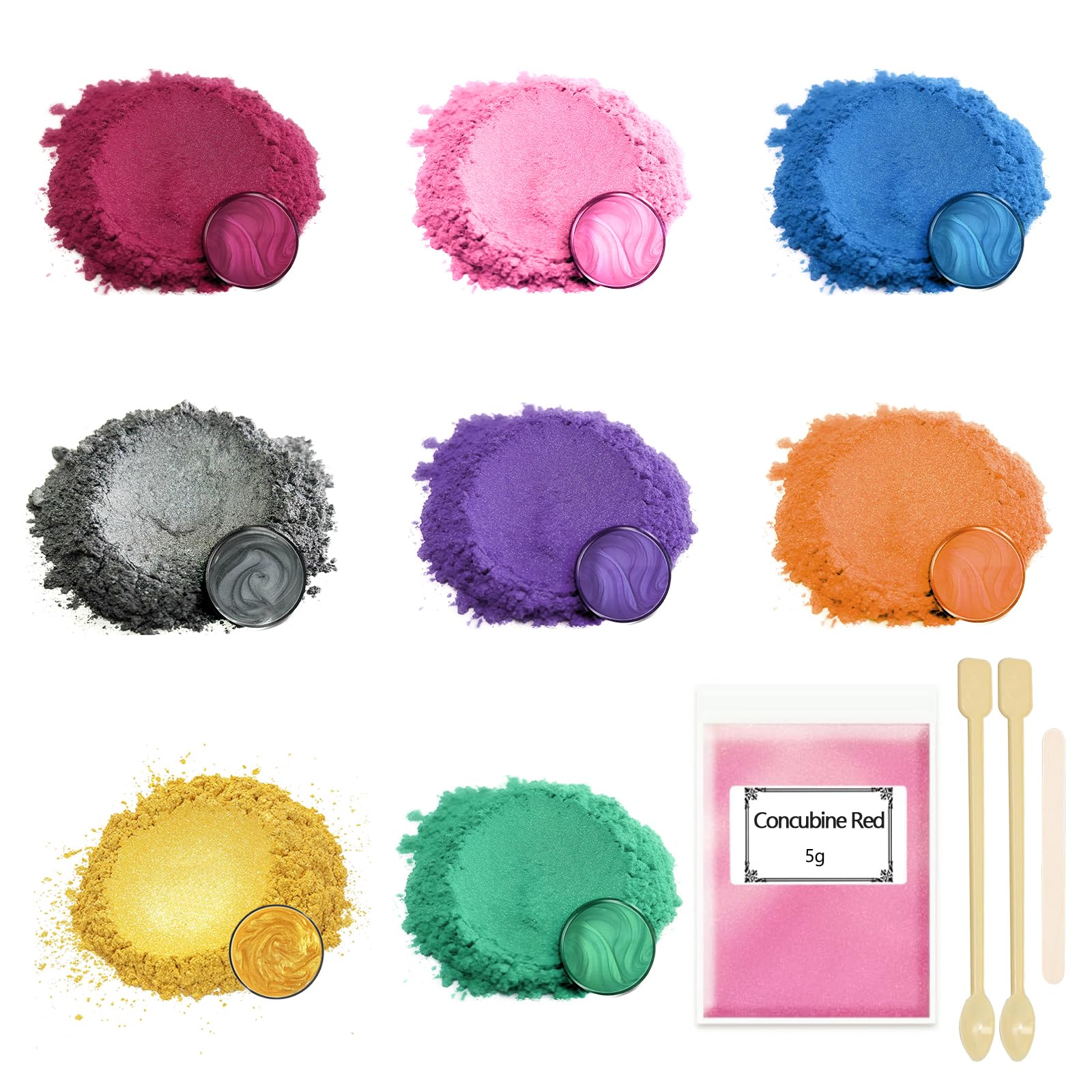 8 colori in resina epossidica 5 g, Mica Powder, candele fai da te, pigmenti colorati per colata in polvere, bombe da bagno fai da te, polvere pigmentata fai da te, per colorare sapone