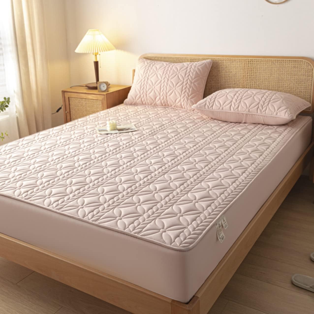 Mattress pad, bed pad, semi-double, washable at home, easily removable, improved cushioning, elastic all around, single, plain, pad-integrated fitted sheet, color 2, soft, quick-drying, 100*200cm, fu