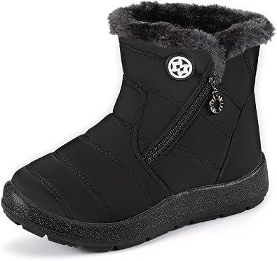 KVbabby Girls Boys Winter Snow Ankle Boots | Warm Fur Lining, Anti-Slip,Water Resistant