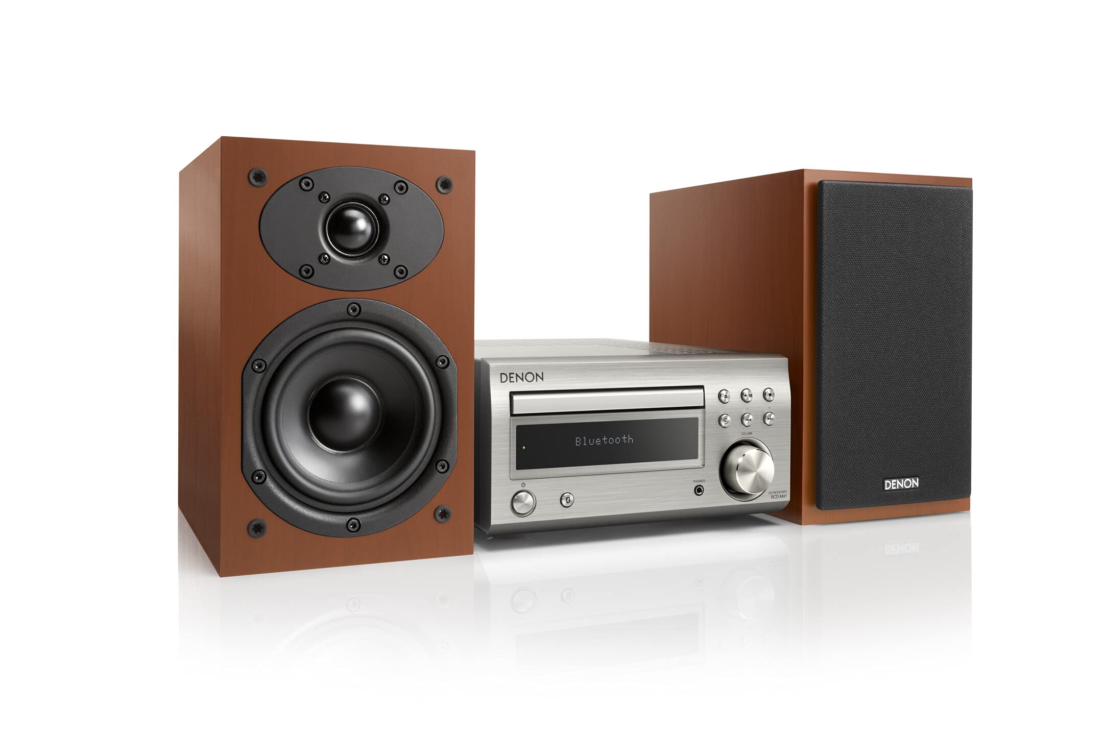 Sistema Compacto de Alta fidelidad Denon D-M 41 Dab con 2X 30W de Potencia de Salida, Plata/Cerezo de Primera Calidad.