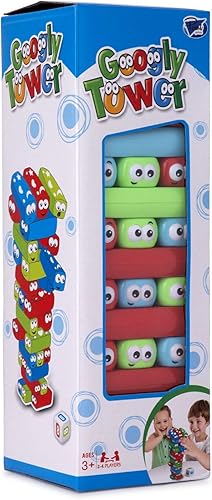 Point Games Googly Tower - Juego de torre apilable con diseño divertido, rompecabezas de desarrollo e interactivo, habilidades estabilizadoras de