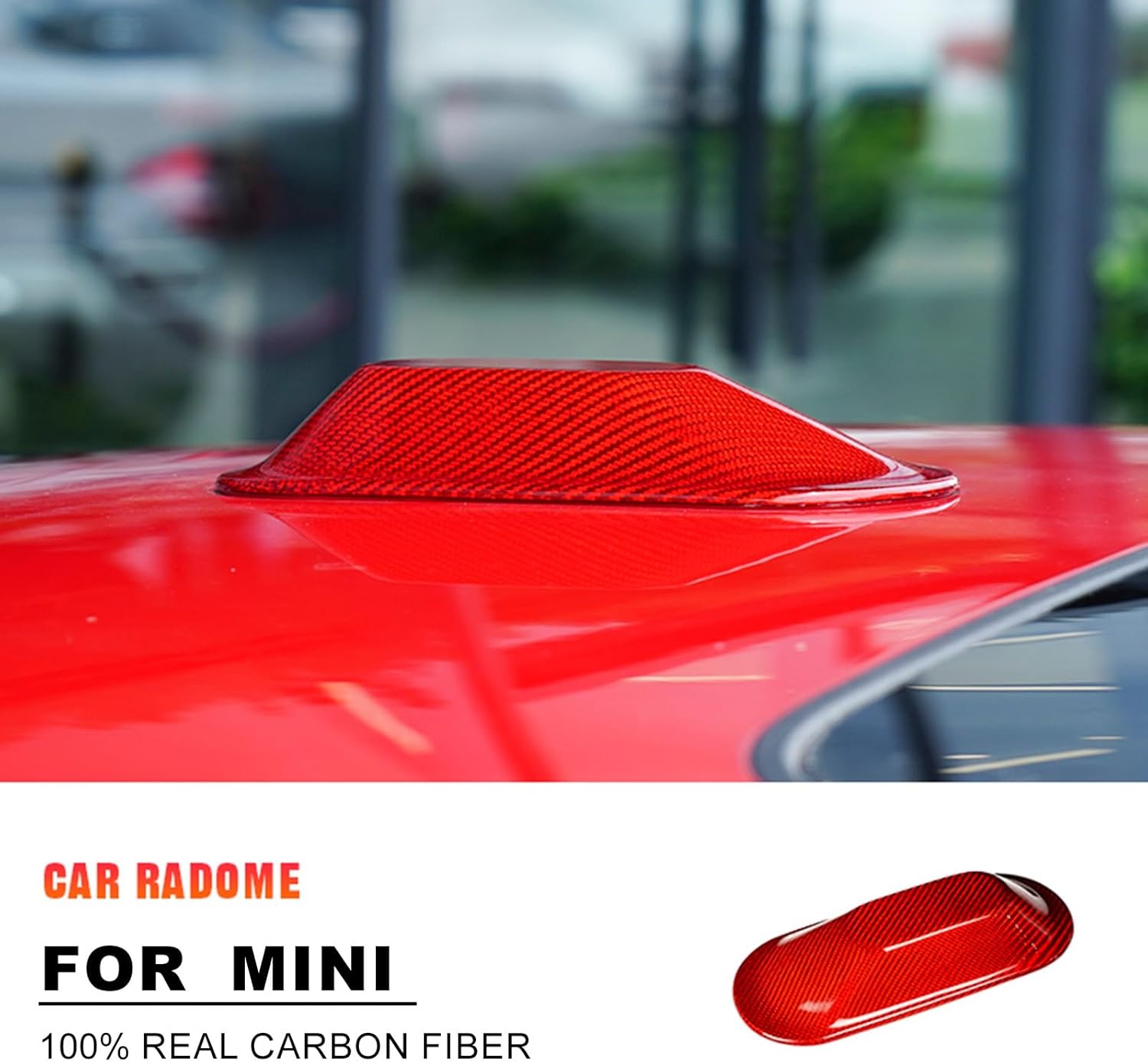 Carbon Fiber Car Roof Antenna Cover Cap Aerial Base Compatible with Mini Cooper S E SE J01 EV J05 Aceman 2024-2025, Red