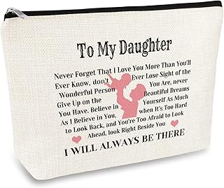 Daughter Gift from Mom Dad Daughter Birthday Gifts Makeup Cosmetic Bag Inspirational Gift for Daughter Christmas Graduation Wedding Gifts for Daughter Adult Daughter Gifts Travel Toiletry Bag