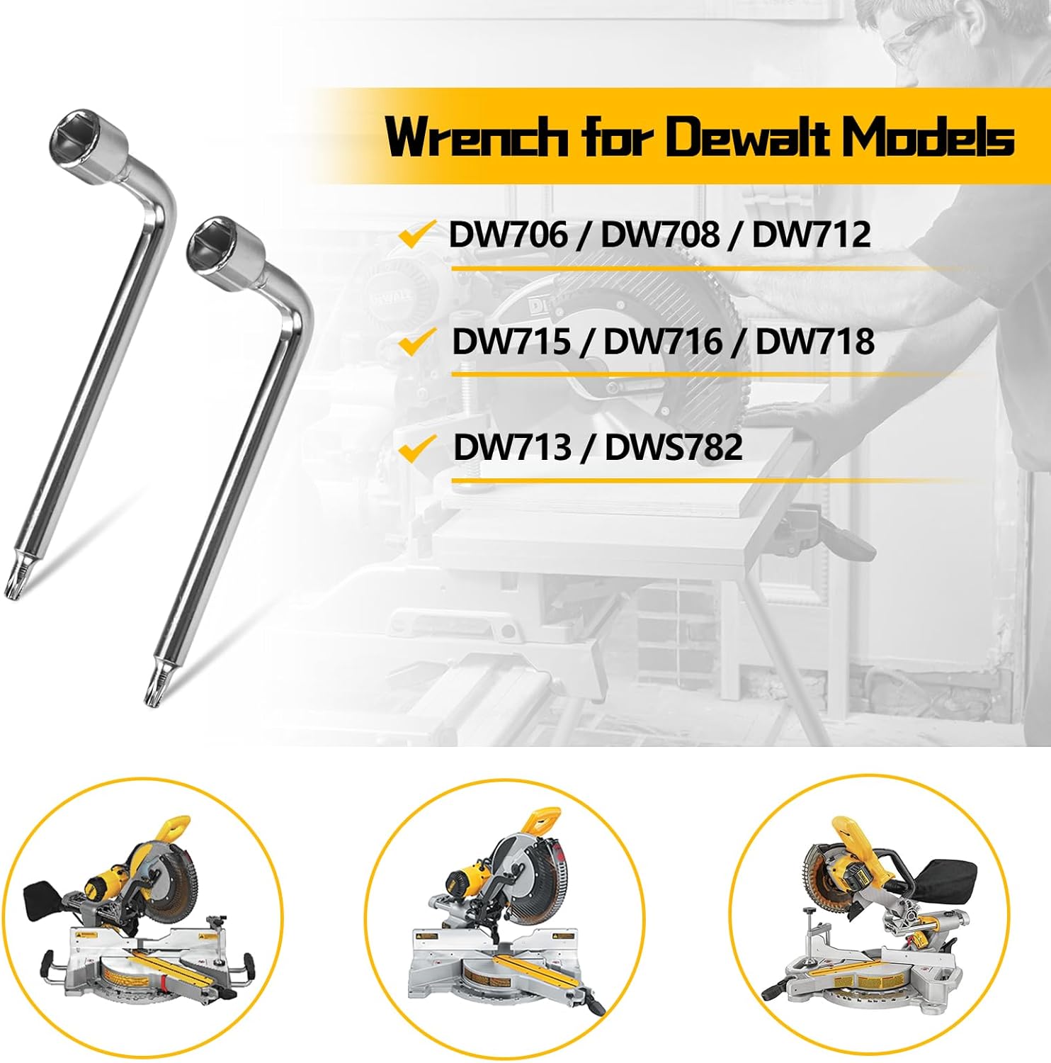 608563-01 Replacement Blade Wrench for Dewalt Miter Saws, Wrench for Dewalt Saws Replaces 608563-00, 397196-00, 60856301, 60856300, 39719600