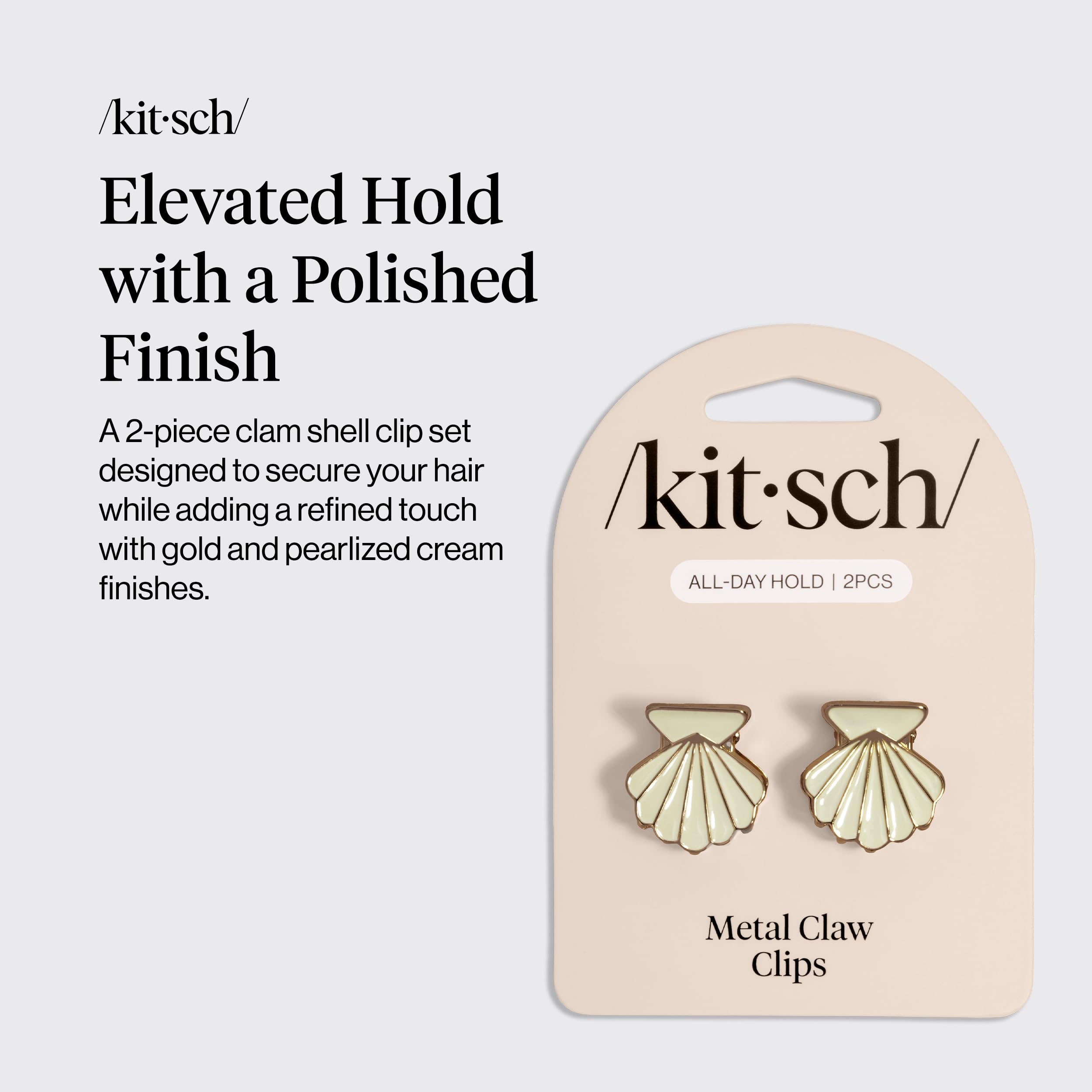 Kitsch Pinzas para el pelo de concha de almeja, lindas pinzas para el pelo inspiradas en la playa, accesorios de metal para el cabello de sujeción fuerte durante todo el día para mujeres, elegante