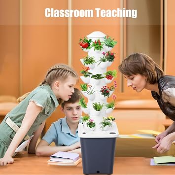 Hydroponic Growing System 30 Pods Hydroponics Tower Garden for Indoor Herbs, And Vegetables, Aeroponics Growing Kit with Hydrating Pump and Movable Water Tank for Gardening Lover (blue)