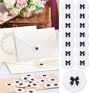 Honoson 50 Pcs 3D Coquette Black Bow Wax Seal Sticker Wedding Bridal Bowknot Invitation Envelope Sealing Stamp Self Adhesive Sticker for Wedding Party Invitation Gift Wrapping DIY Craft Greeting Card