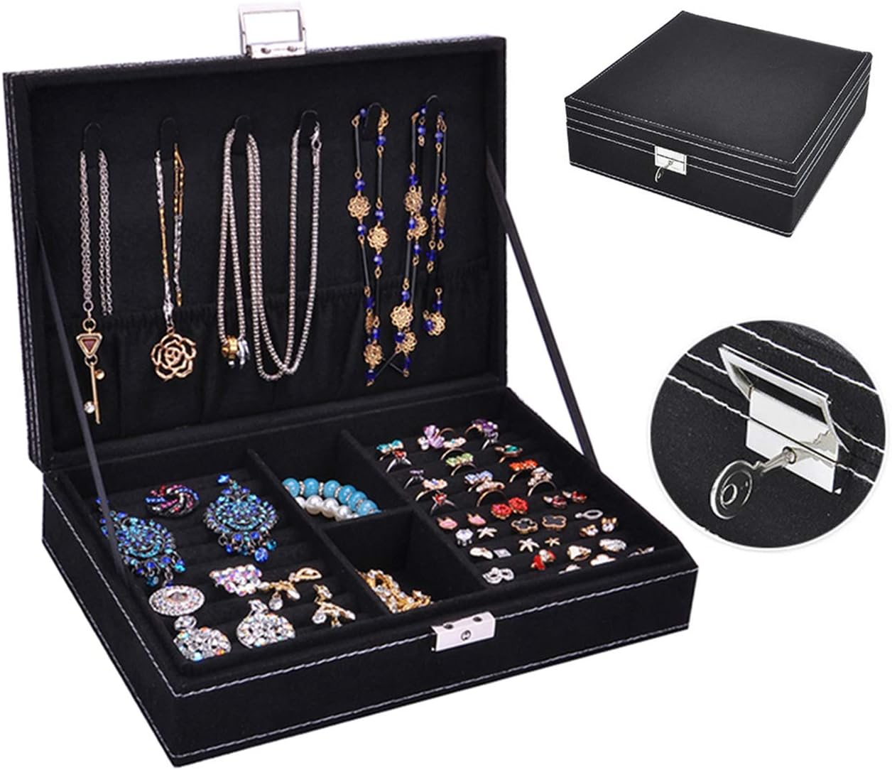 Jewelry Box for Women, QBeel Single Layer 28 Compartments