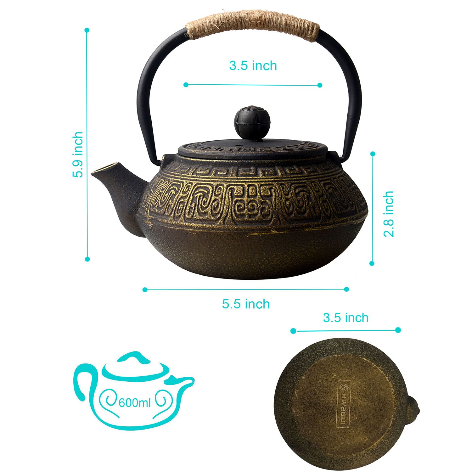 Buy HwaGuiCast Iron Tea Pots with Filter Golden Teapots with Stainless