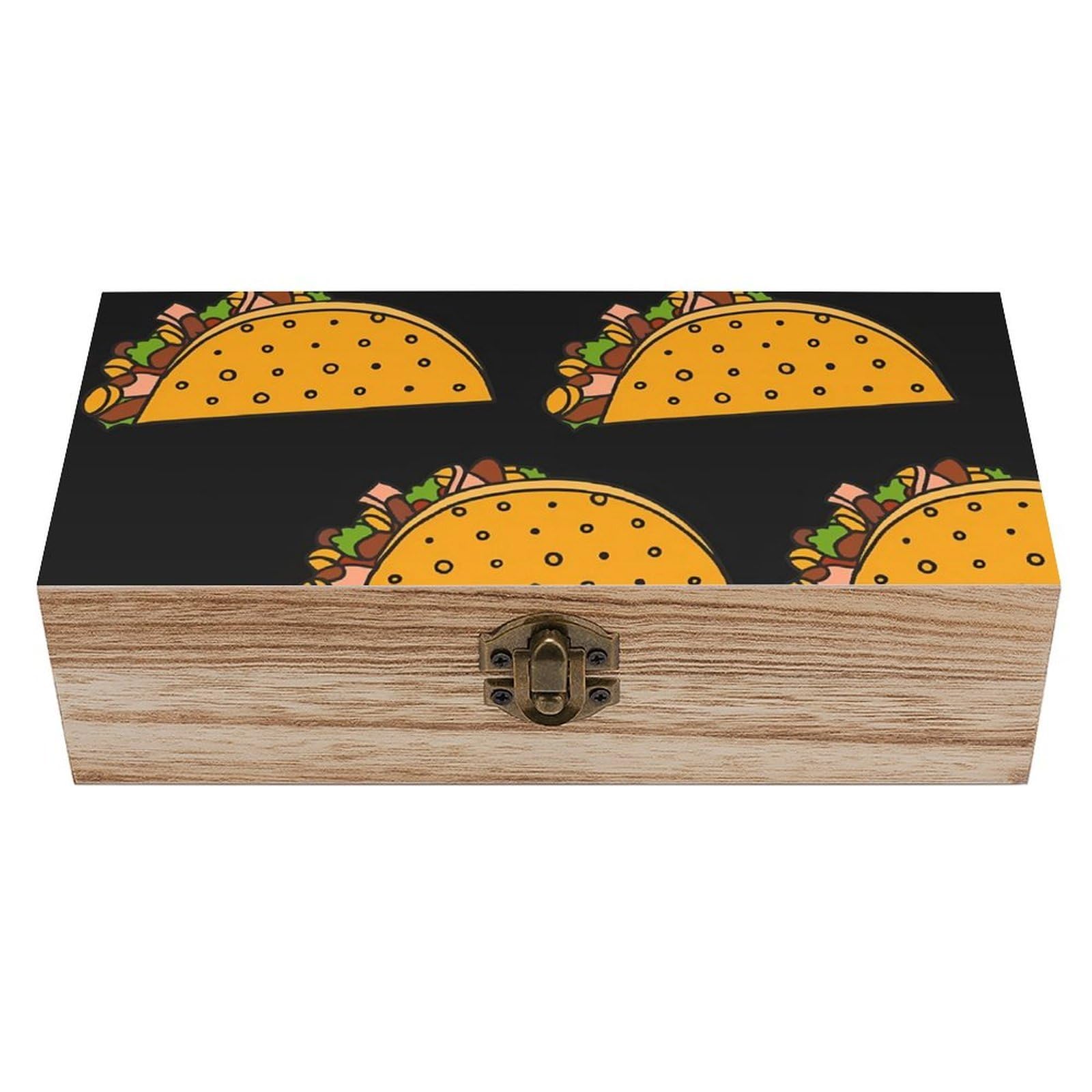 HLBSDM Mexican Taco Retro Wooden Storage Box Jewelry Art Gift Boxs Decorative Keepsake Boxes