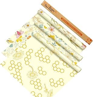 3 Rolls Reusable Beeswax Food Wraps 13'' x 59'' Bees Beeswax Storage Wra...