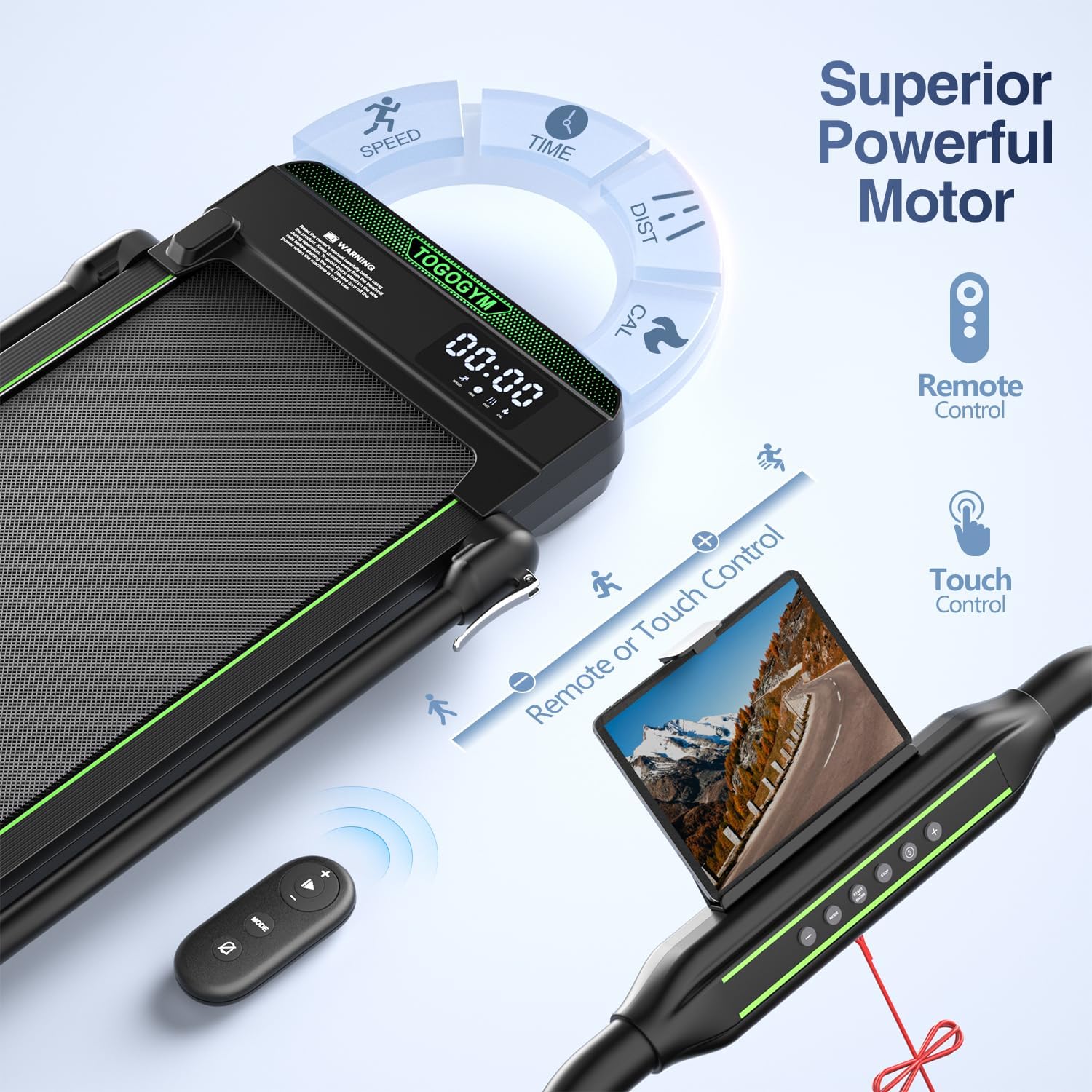 Foldable Treadmill, 300 lb Capacity Walking Pad 2.5HP Treadmill Under Desk, Portable Treadmill for Home and Office, Folding Treadmill 2 in 1 with Remote Control, LED Display