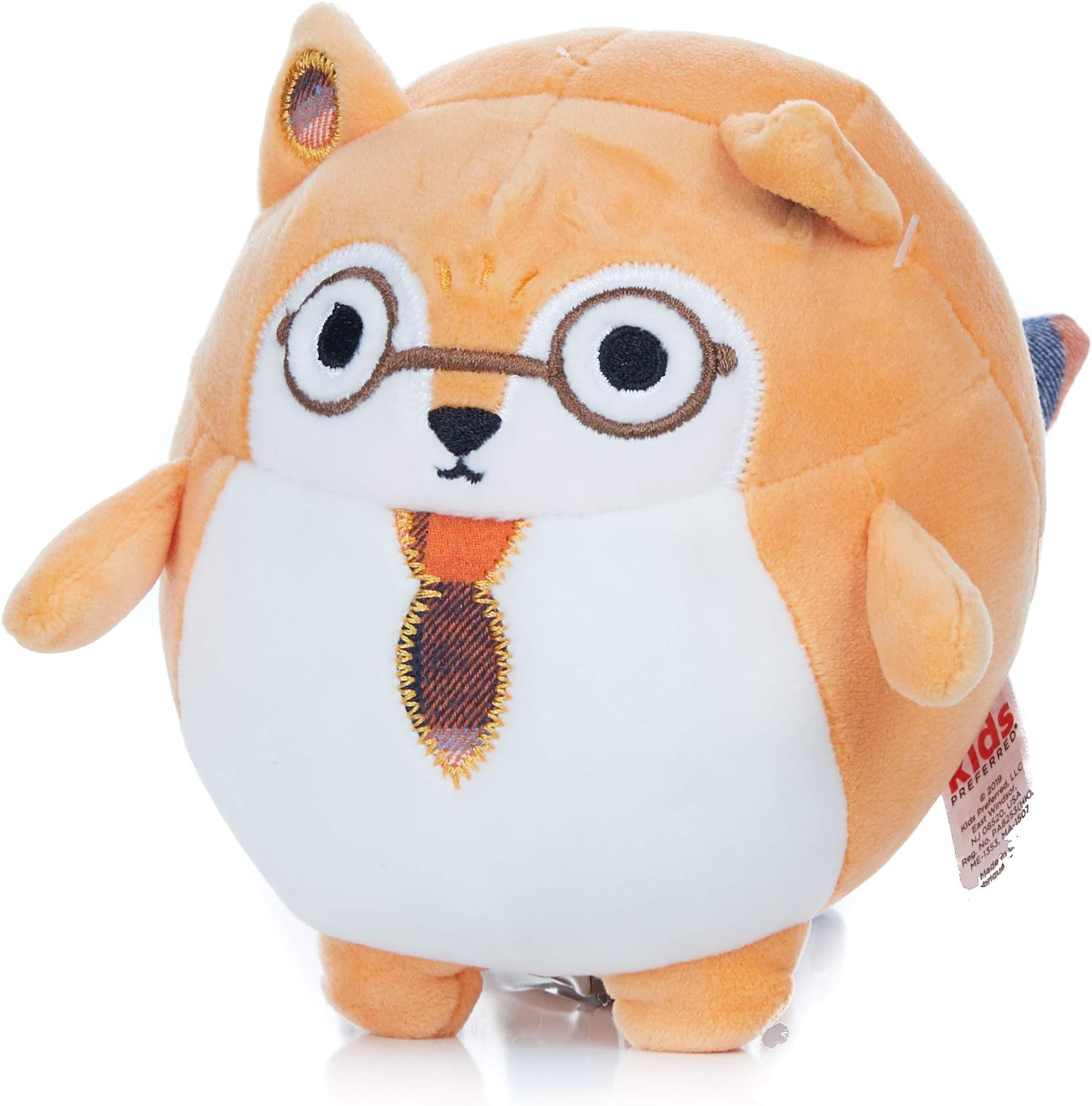 Cuddle Pal - Round Small Fox with Tie - Weston - Stuffed Animal Plush 5"