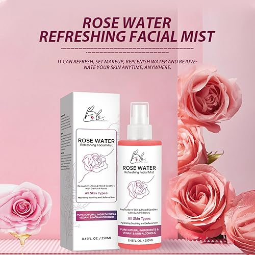 Miniatura 2 de Blusheva Beauty Rose Water - Spray facial hidratante 100% puro y natural (8.45 fl oz 8.5 fl oz), refrescante spray de agua de rosas para calmar,