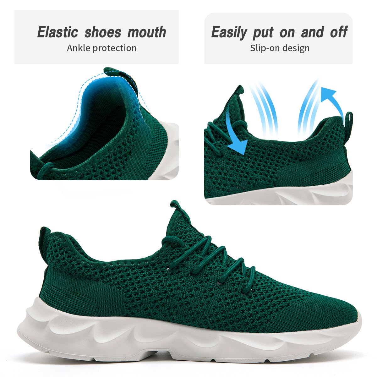 DLWKIPV Womens Running Shoes Lightweight Breathable No Slip Sneakers Gym Athletic Workout Casual Sports Walking Tennis Shoes Dark_Green 8.5