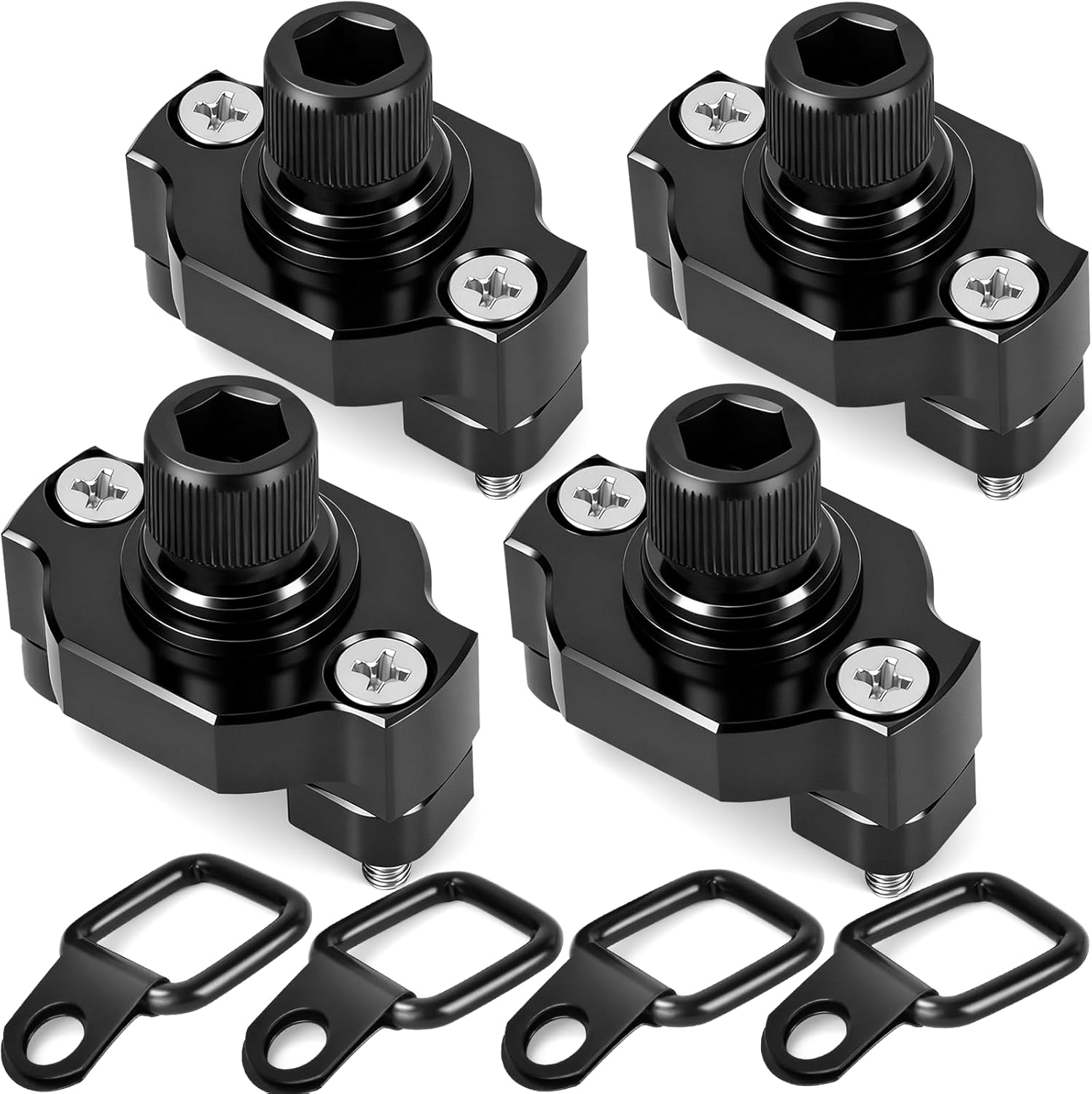 UTV ATV Aluminum D Rings Tie Down Anchors for CFMOTO Cforce Zforce Uforce 1000 950 800 600 625 U10 Pro Accessories, ATV Heavy Duty D Ring UTV Cargo Bed Rail Cleats Tie Down Anchor System, 4PCS