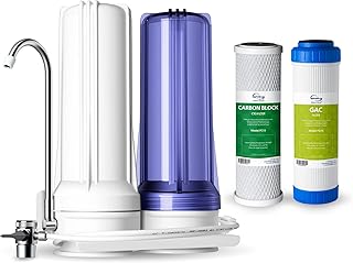 iSpring CKC2 Sistema de Filtración de Agua para Encimera, Alto Rendimiento de 2 Etapas, Incluye Filtros de Carbón Activado en Bloque