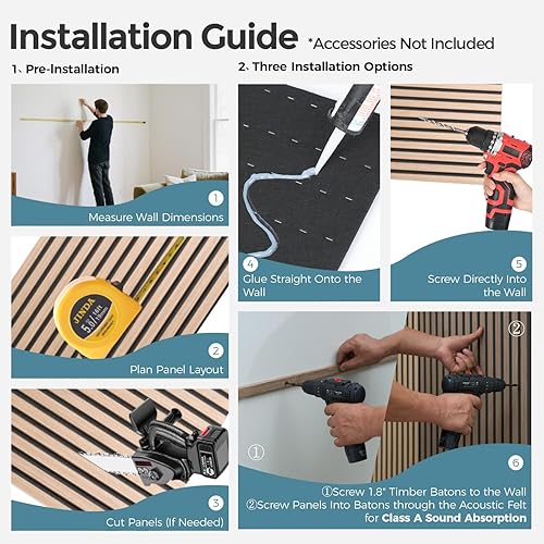 Miniatura 7 de AKUMAX Paquete de 4 paneles de madera de 4 x 24 x 24 pulgadas, paneles de pared 3D de madera, paneles decorativos insonorizados (nogal)