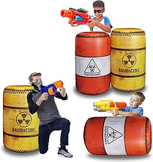 4 War Zone Barrels Inflatables, Easy Set Up Inflatables, Great for Army Party and Laser Tag Gun Game Battle Obstacles by ninostar