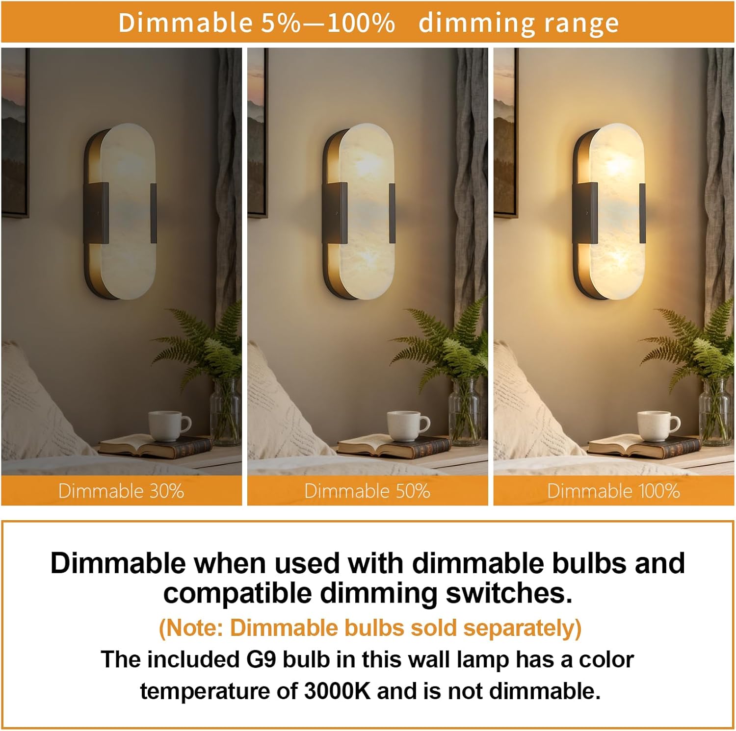 Alabaster Wall Sconces Set of Two, Modern Natural Marble Wall Sconces for Indoor Lighting, 13.8 in Black Wall Lights for Bathroom Dining Room Stairs Bedroom