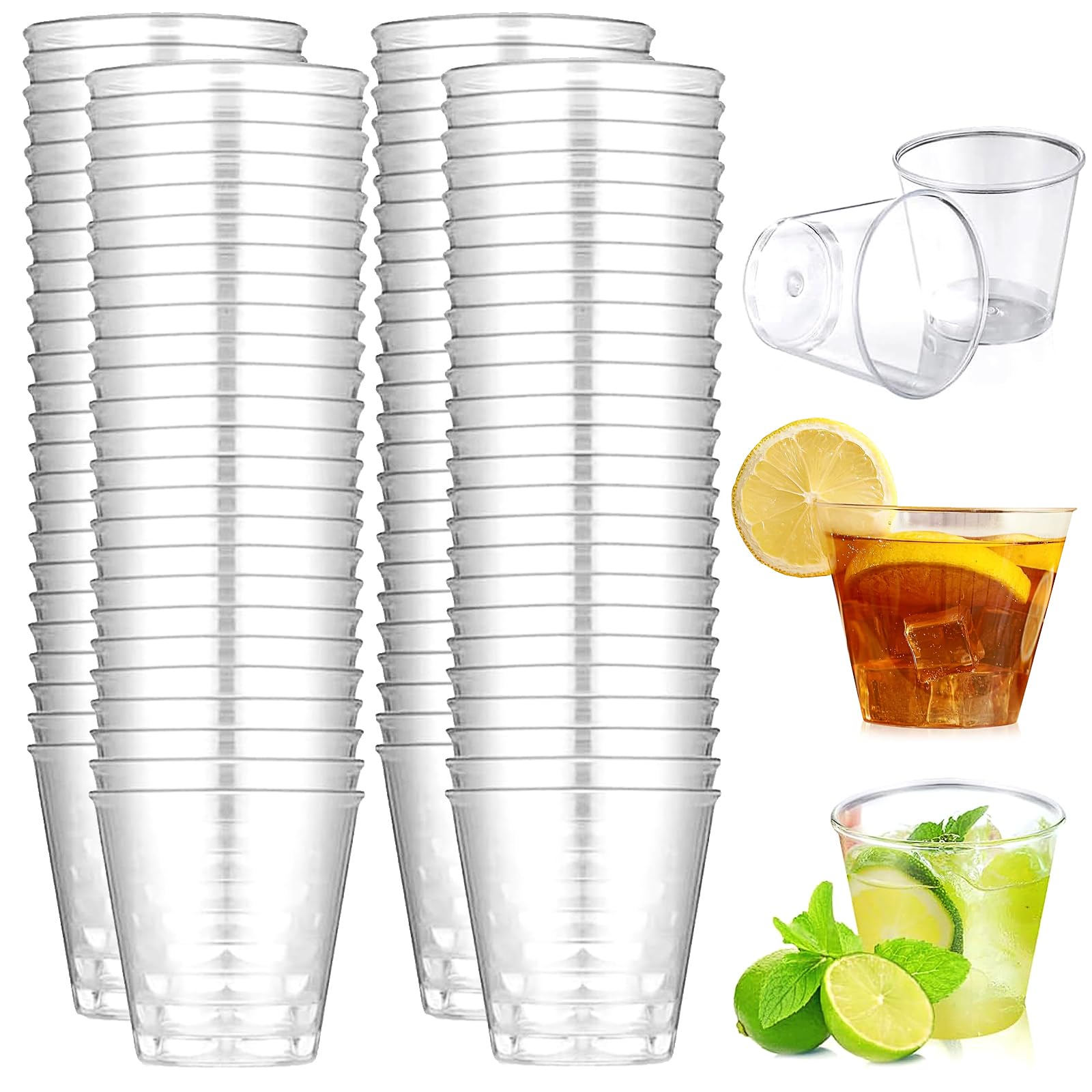 Elegance-go Plastic Shot Glasses,100 Pieces Jelly Shots 30ML Reusable Shot Glass Cocktail Party Cups Mini Shot Glasses Drink Cups for Party,Wedding,BBQ,Sauce,Dipping and Jelly