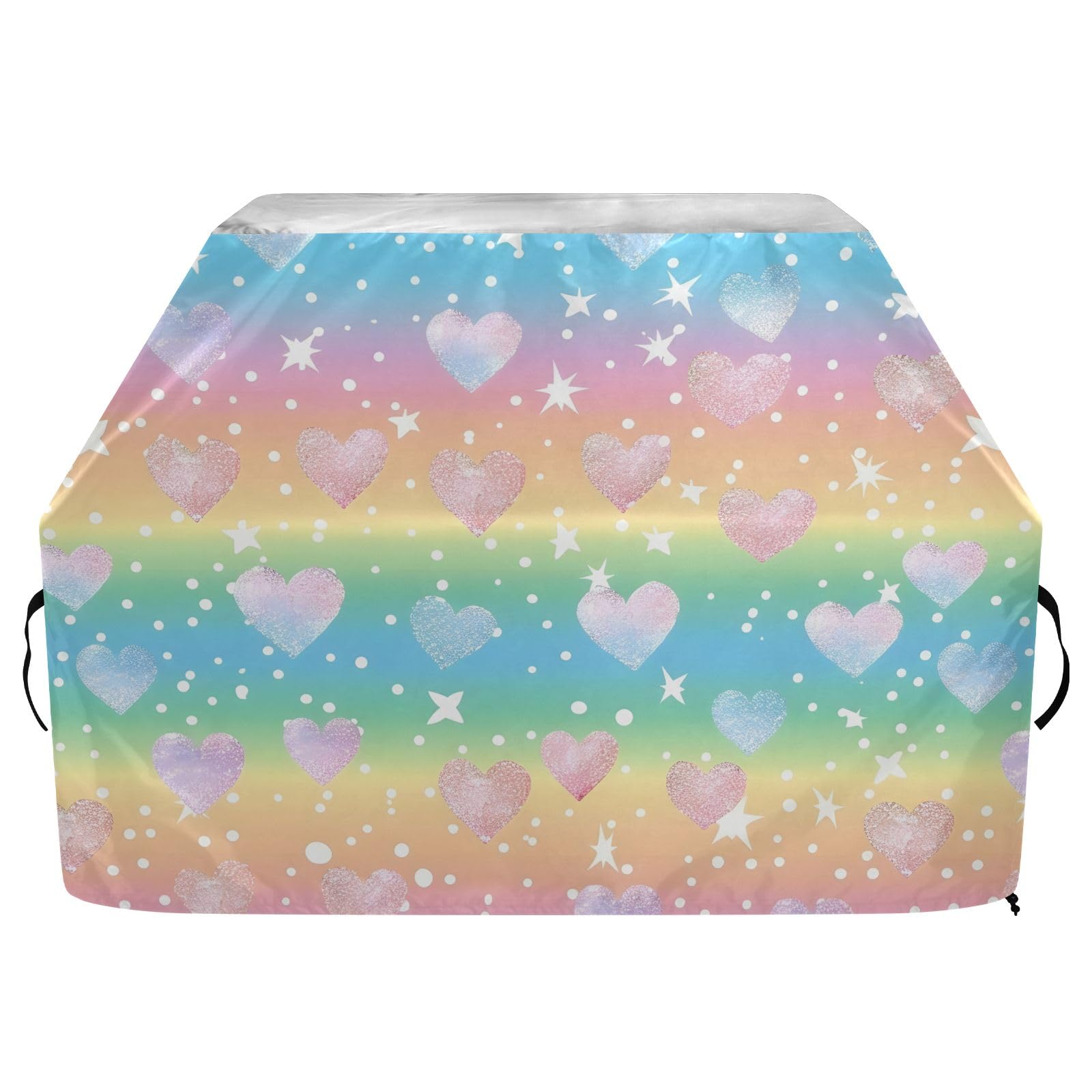 Copertura per barbecue a forma di cuore arcobaleno pastello impermeabile resistente per barbecue all'aperto