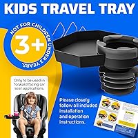 Vista 7 de Bandeja de viaje para niños, base grande, bandeja para asiento de automóvil y portavasos de automóvil, bandeja para aperitivos, entretenimiento