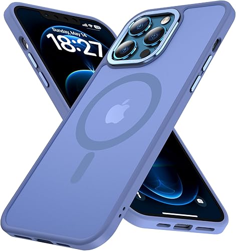 KISEN Funda magnética compatible con MagSafe Slim translúcida mate para iPhone 12 Pro Max de 6.7 pulgadas (azul sierra)