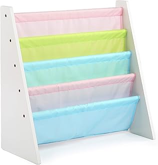 Tot Tutors Kids Book Rack Storage Bookshelf, White/Pastel (Pastel Collection)