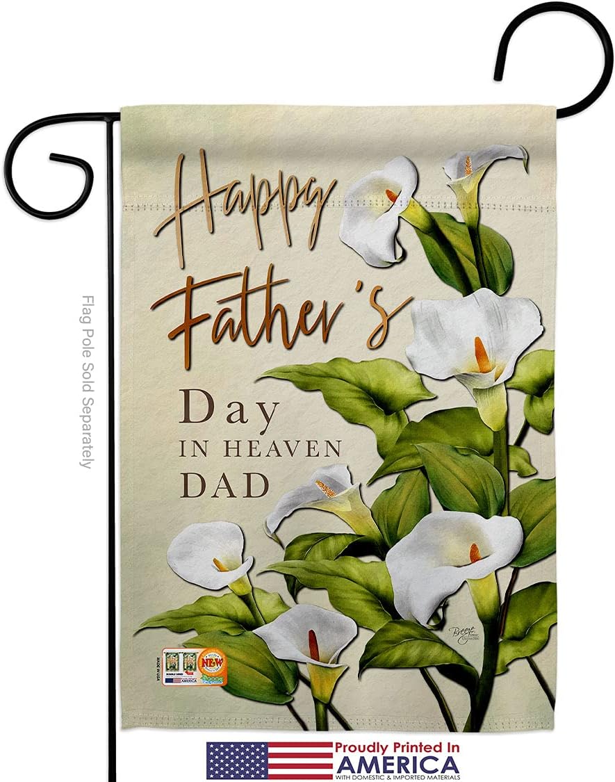 Fathers Day In Heaven Garden Flag Set Wall Hanger Family Father Dad Daddy Papa Grandpa Best Parent Sibling Relatives Grandparent Small Gift Yard House Banner Made USA 13 X 18.5