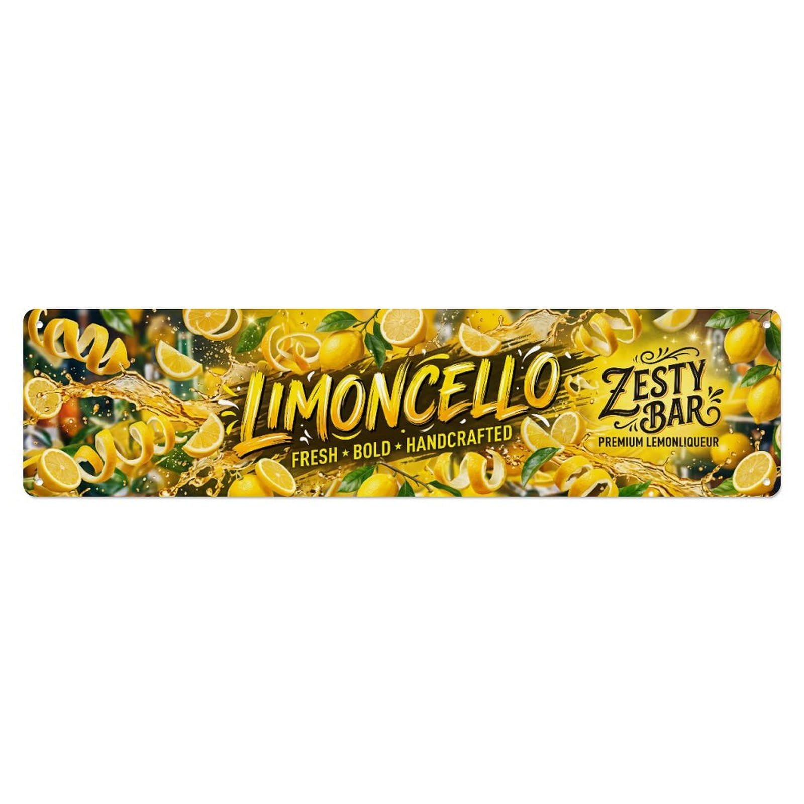 Limoncello Zesty Lemon Bar Metal Tin Skinny Sign Plaque Wall Decor for Cafe, Club Bar, Office, Home Garden Metal Poster 4x16Inch