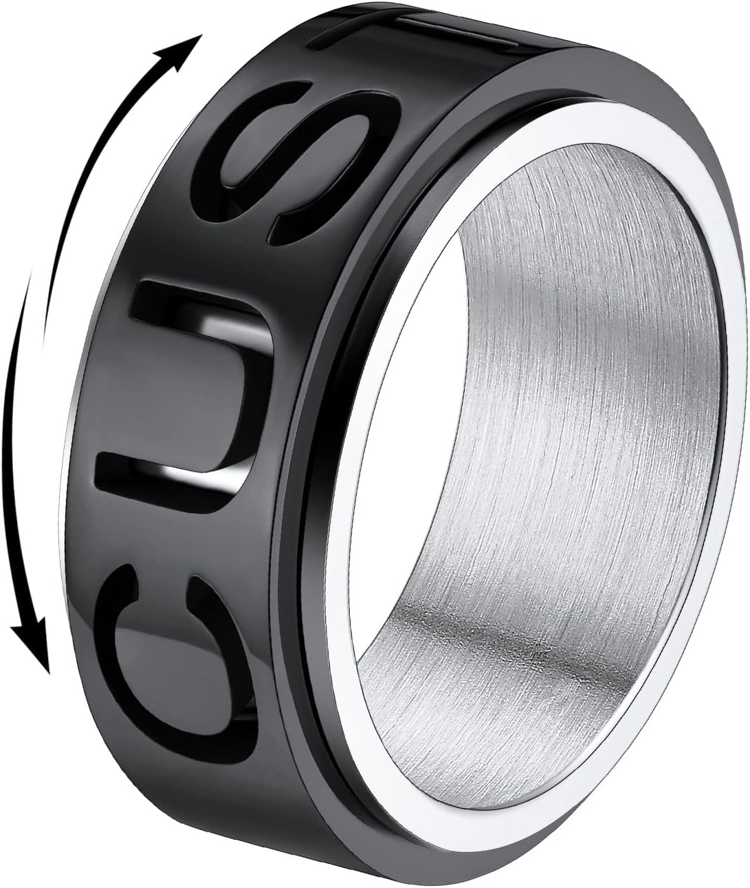 FindChic Stainless Steel Spinner Band Rings for Men Women Triple Moon/Mixed Color/18K Gold Plated Width 8mm Size 7 to 14 Engraved Personalized Rotatable Anxiety Ring, Send Gift Box