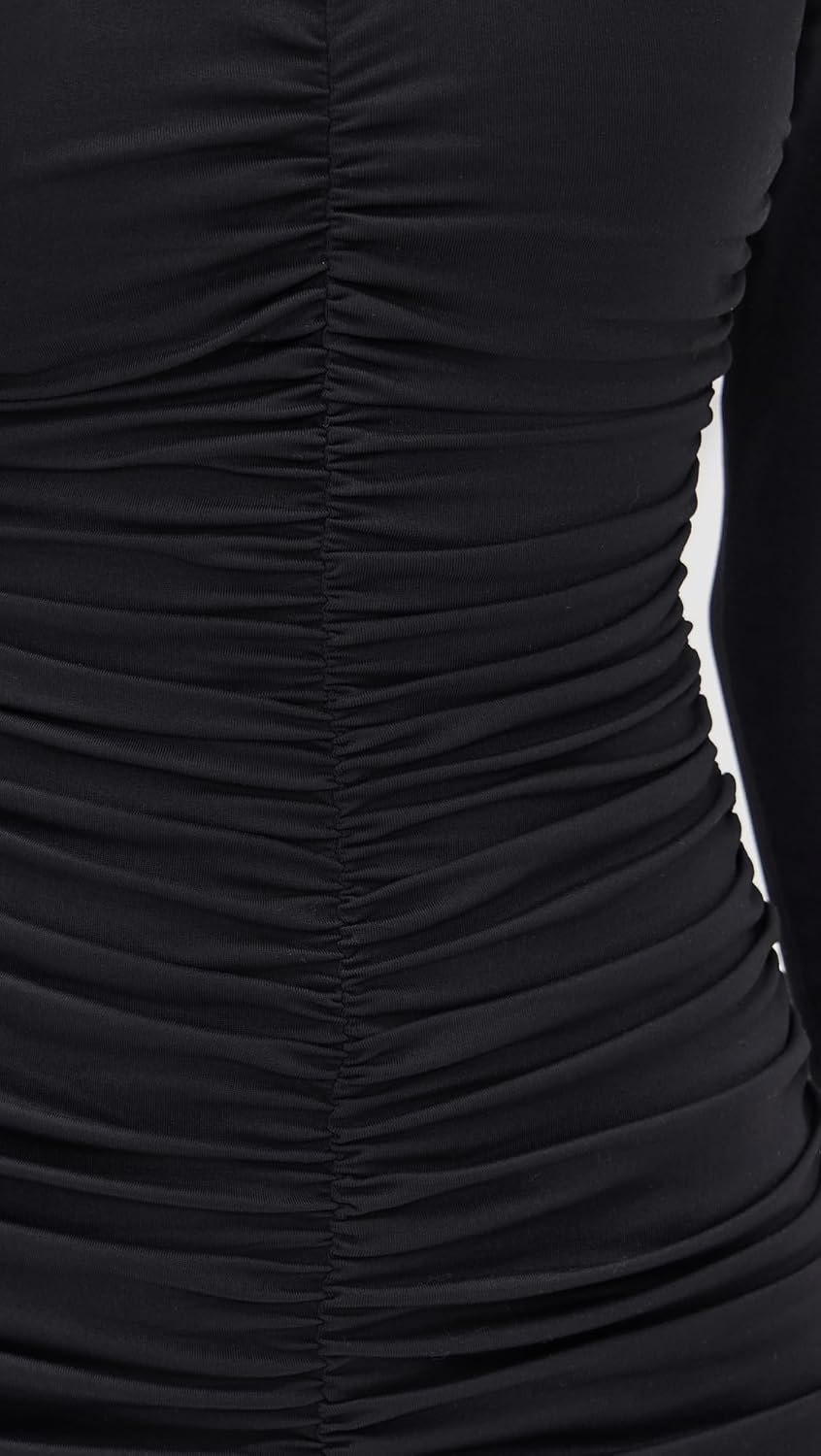 Susana Monaco Women's Mock Neck Gathered Front Long Sleeve Dress - Image 6