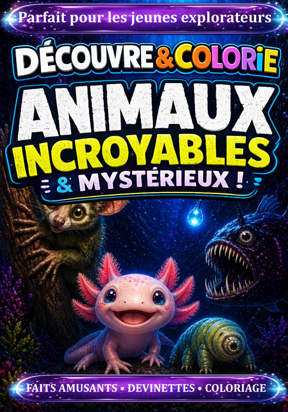 Découvre & Colorie les Animaux Incroyables et Mystérieux Livre éducatif enfant avec devinettes, faits scientifiques amusants et coloriage: Apprendre ... animaux rares pour développer la curiosité