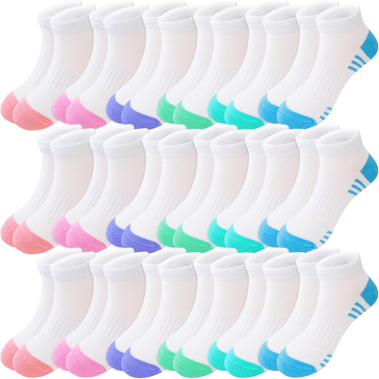 Bemeol Girls Socks 18 Pairs Ankle Socks for Girl Cotton Running Sports Athletic Low Cut Sock