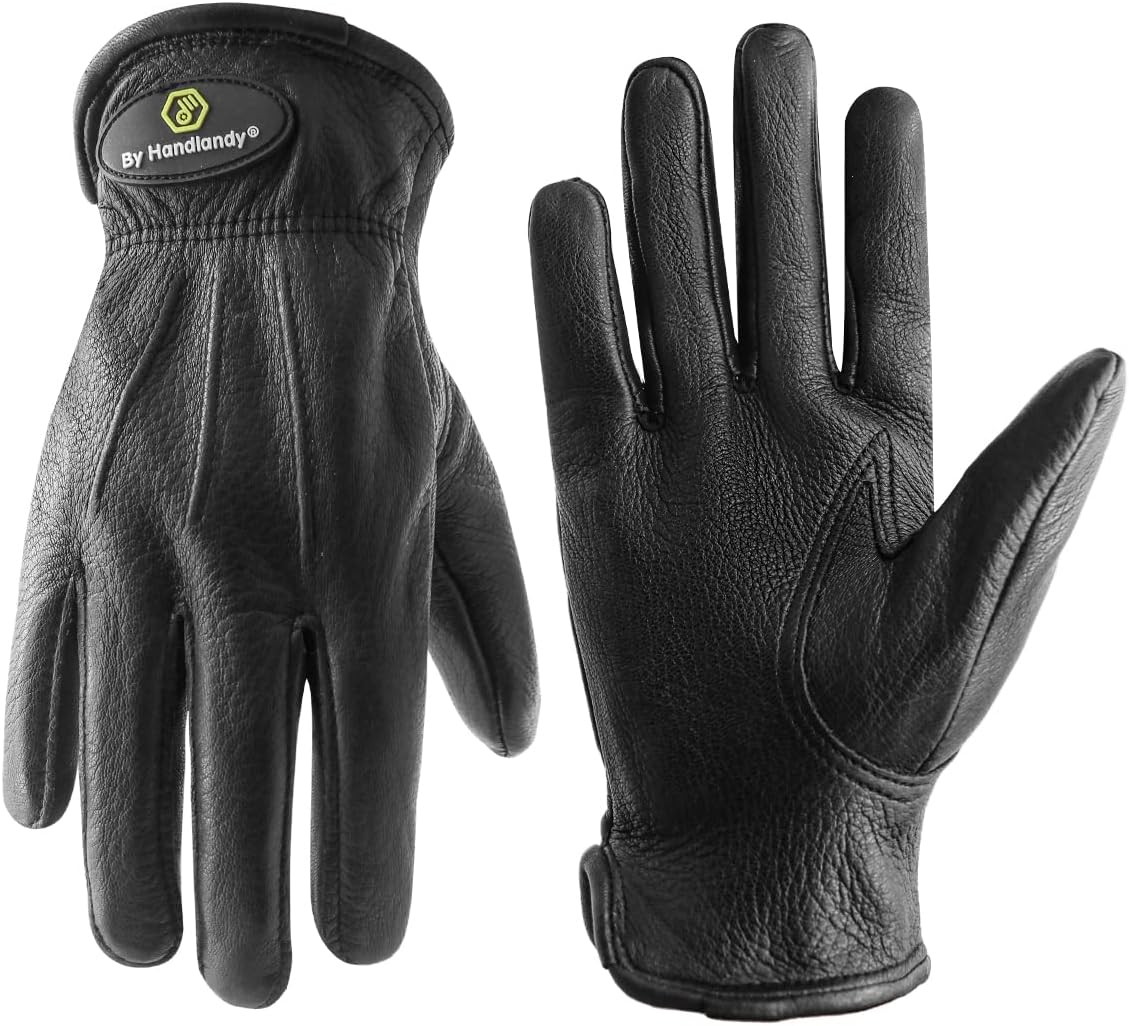 Deerskin Leather Work Gloves for Men Women, Utility Heavy Duty Welding Work Gloves, Rigger Driver Yardwork Gardening Gloves
