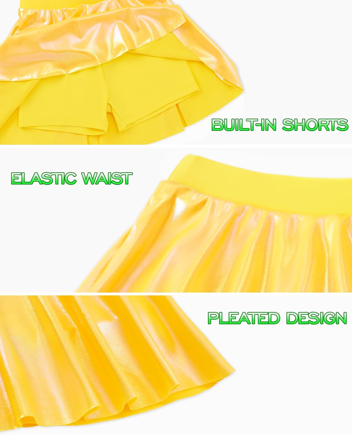 Girls Skirts High Waist Athletic Skorts with Shorts Stretchy Activewear for Teens Girl Performance Clothes 5-14 Years