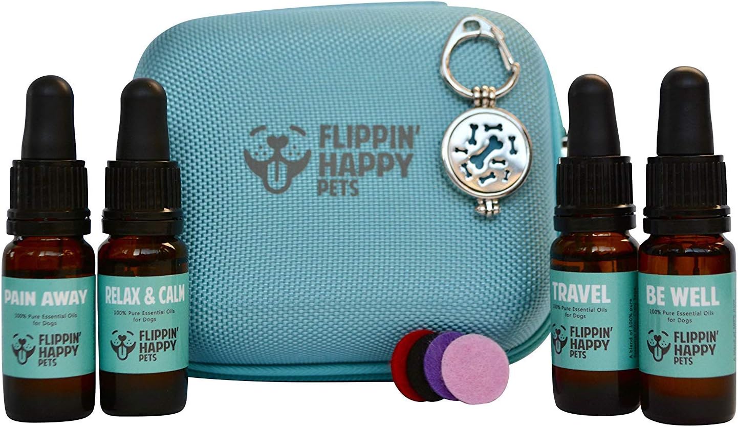 Calming Essential Oils for Dogs. Aromatherapy for Anxiety, Stress, Fear of Storms and Travel. Starter kit includes diffuser locket…