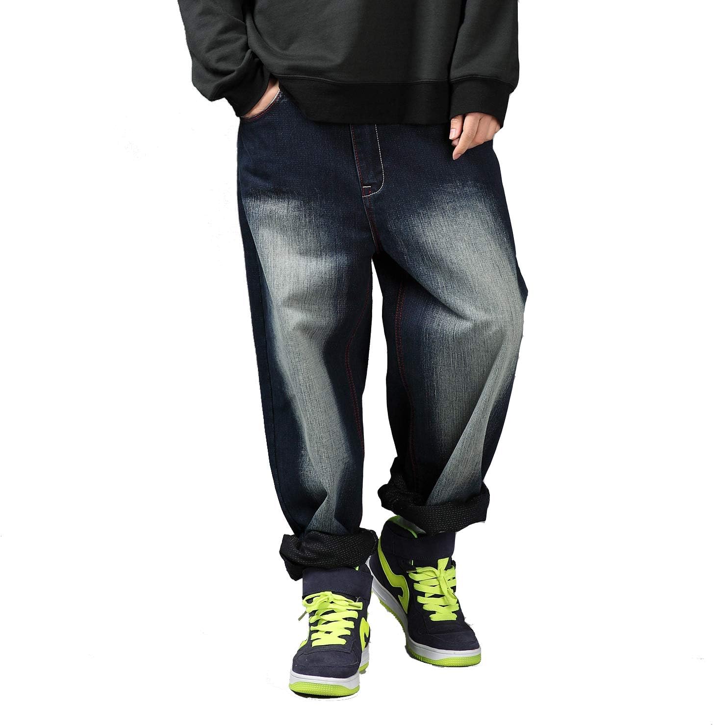 LUOBANIU Men's Baggy Jeans Loose Fit Hip Hop Streetwear Vintage 90s Y2k Denim Casual Pants Comfort for Dance & Skateboard