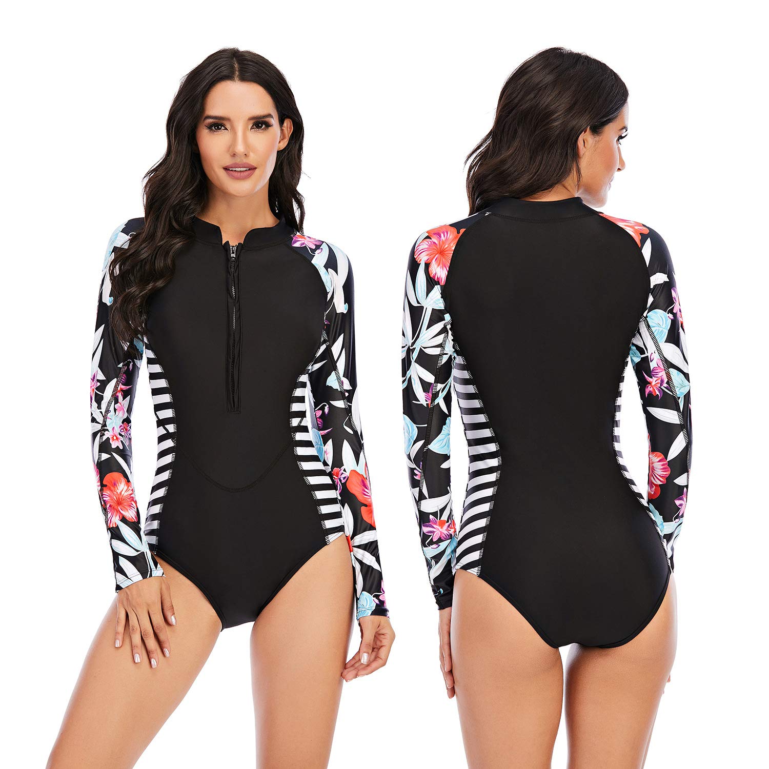 Camiseta de protección de erupción de una pieza para mujer, trajes de baño para surf y buceo, trajes de baño para mujer (multicolor, 308)