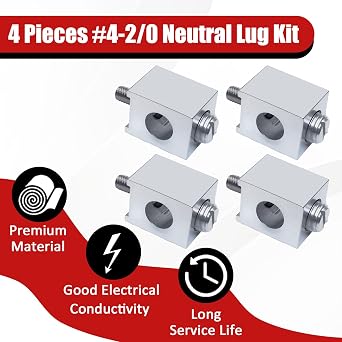 4Pcs #4-2/0 Circuit Breaker Neutral Ground Lugs for Electrical Connections