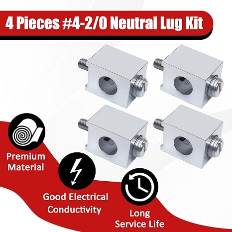 4Pcs #4-2/0 Circuit Breaker Neutral Ground Lugs for Electrical Connections