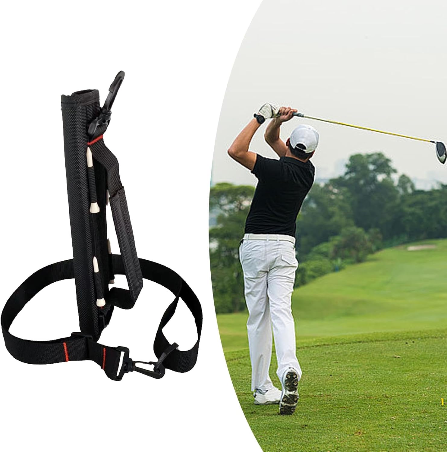 Golf Club Bag Sunday Bag Holding 3-5 Golf Clubs Portable Tee Holder Pouch Lightweight Carry Bag Practice for Men Women